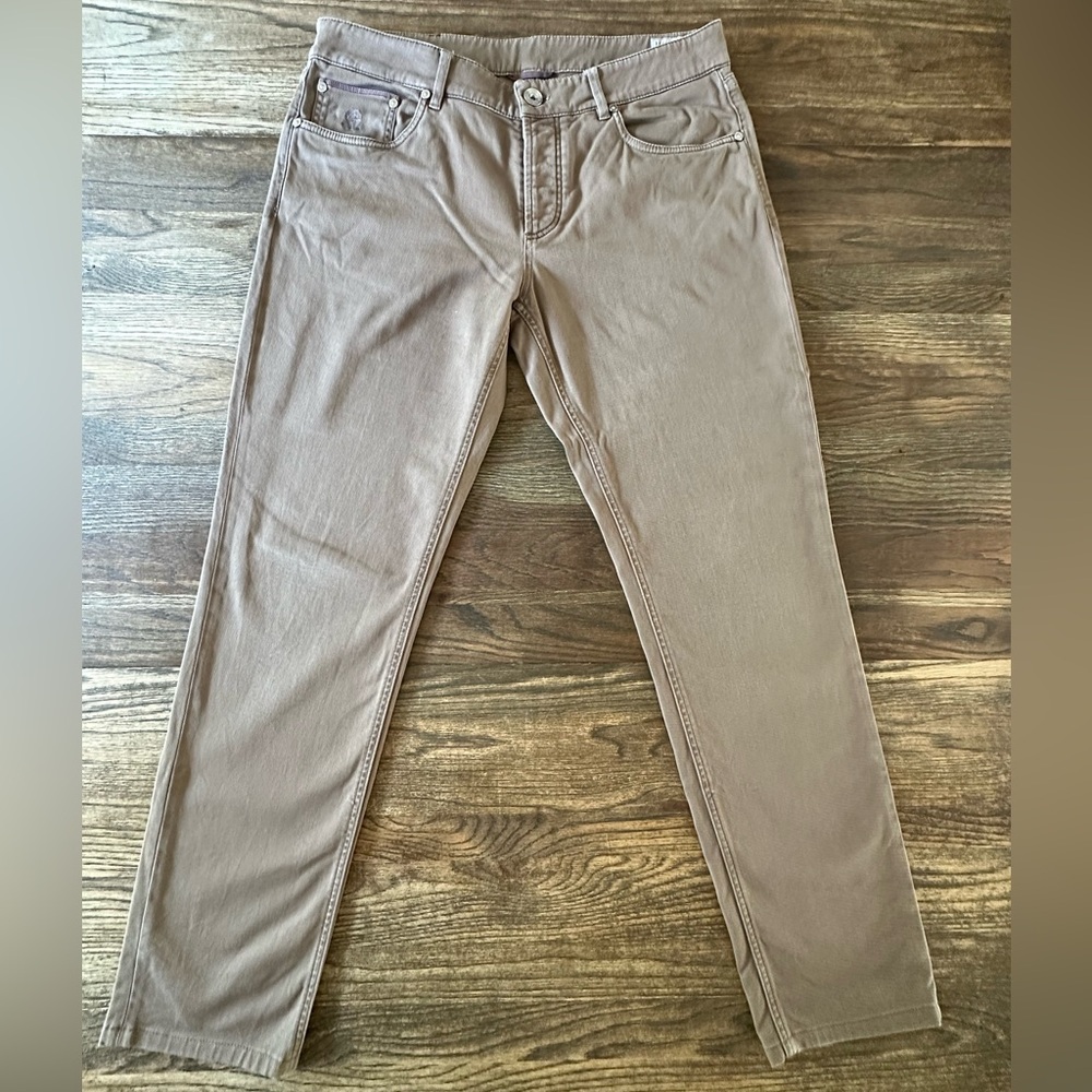 Brunello Cucinelli Brown Button-Fly Trousers